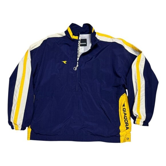 DIADORA Water Resistant Windbreaker Retro Soccer Outdoor Jacket Mens Large - Picture 1 of 6